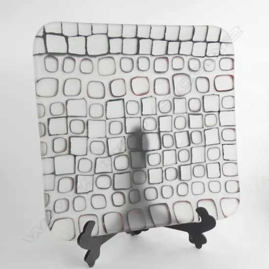 A Stephen Bradbourne glass flat square platter